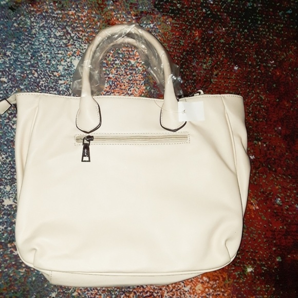Off White Tuck & Loop Tote Purse Shoulder Bag - Picture 4 of 4
